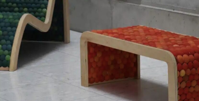 Muebles hechos de pelotas de tenis